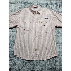 Columbia PFG Men's Size Large Super Bonehead Striped Button Down Short Sleeve